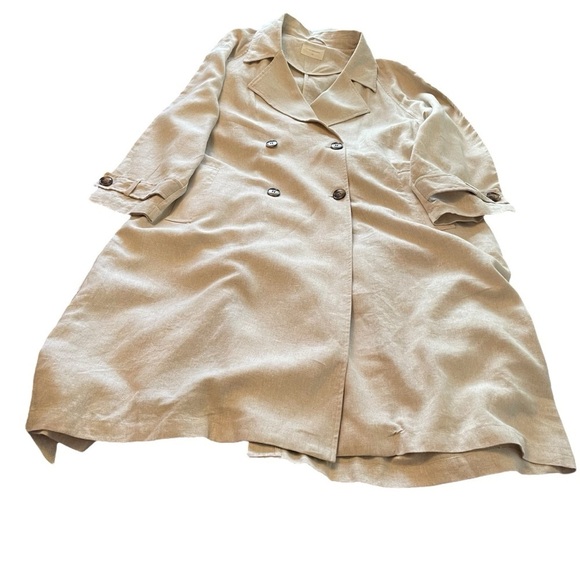 MARFINNO GG-Made in Uruguay-Double Breasted—Linen -Tie Waist Trench Coat-NWT - Picture 5 of 15